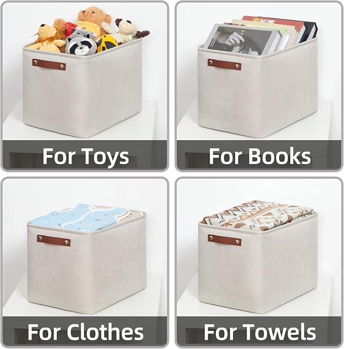 HNZIGE Large Canvas Baskets 16"×11.8"×11.8" Decorative Storage Bins - Image 6