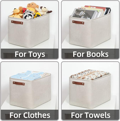 HNZIGE Large Canvas Baskets 16"×11.8"×11.8" Decorative Storage Bins - Image 6