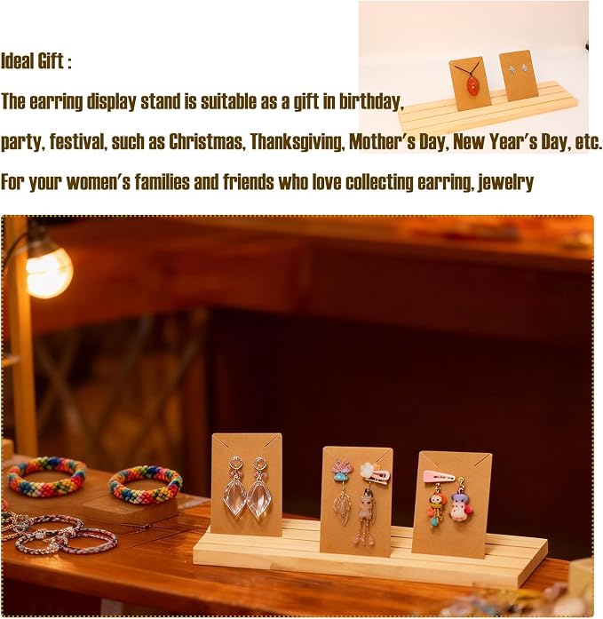 1 Pack Wooden Earring Display Stand 3 Slots Jewelry Earring Ring Display Holder - Image 5