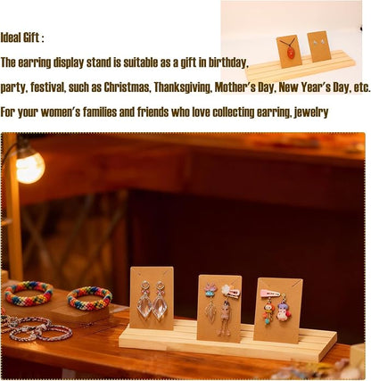 1 Pack Wooden Earring Display Stand 3 Slots Jewelry Earring Ring Display Holder - Image 5