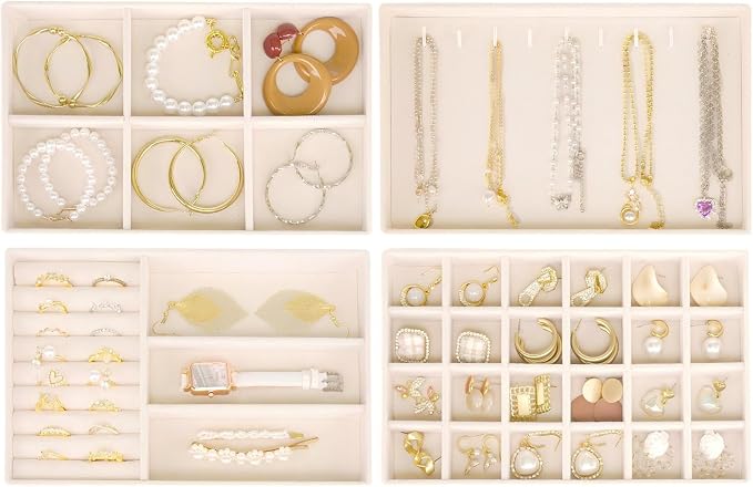 Cirhy Velvet Jewelry Drawer Organizer Trays – Stackable Jewelry Trays - Image 6