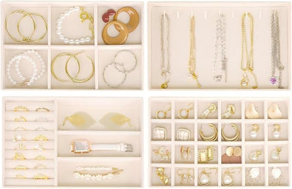 Cirhy Velvet Jewelry Drawer Organizer Trays – Stackable Jewelry Trays - Image 6