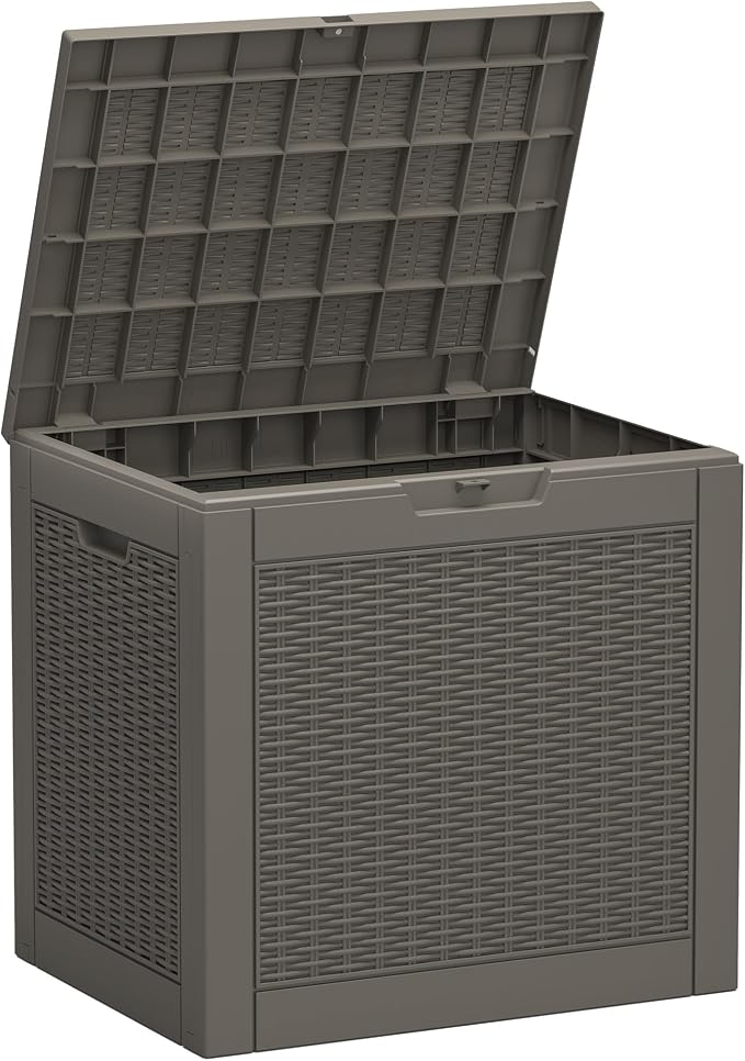 Deck Box, 31 Gallon Resin Outdoor Storage Box, Waterproof and UV Resistant by LHBGO