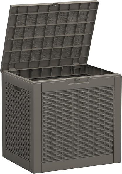 Deck Box, 31 Gallon Resin Outdoor Storage Box, Waterproof and UV Resistant by LHBGO