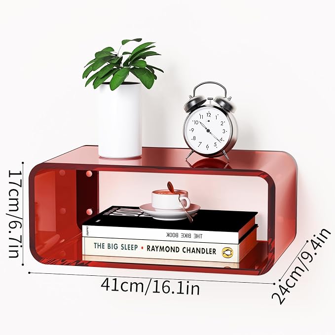 Acrylic Floating Nightstand, Bedside Table, Nightstand Shelf Wall Mounted - Image 3