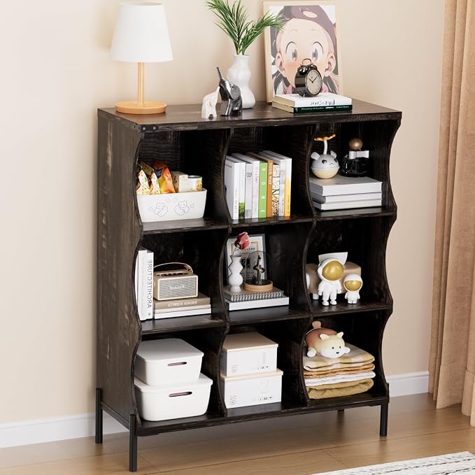 9 Cube Storage Shelf Organizer, Low Book Shelf Bookcase Entryway Table by QieerHior