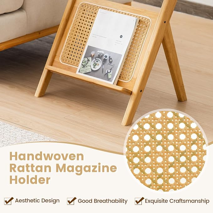 GOFLAME Rattan Side Table, Z-Shaped End Table - Image 6