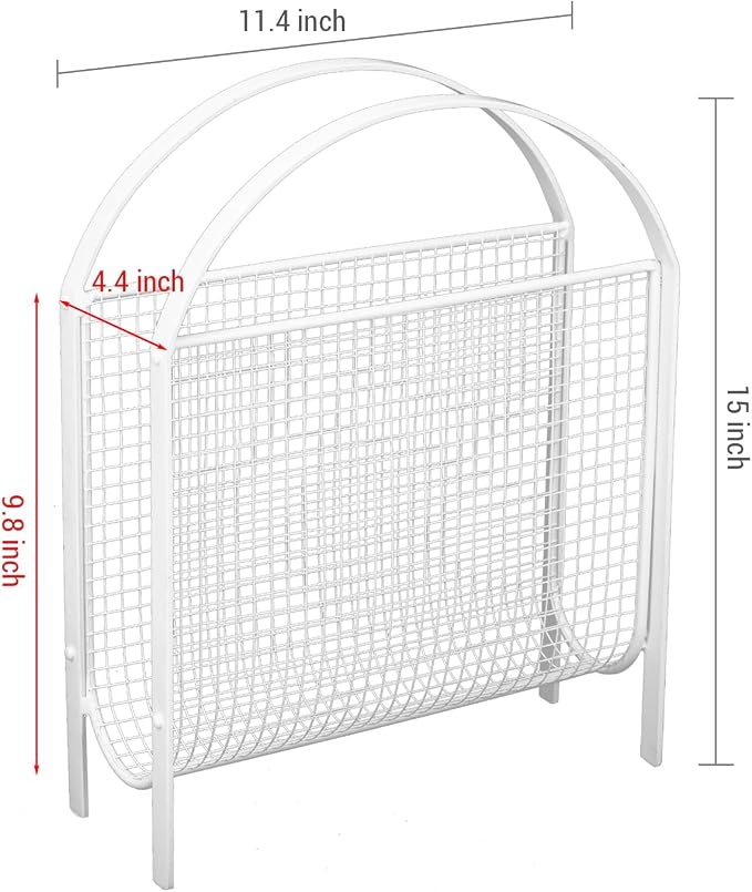 MyGift Mid-Century Design Magazine Rack, Matte Black Tone Metal Mesh - Image 5