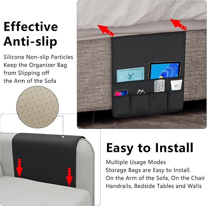 TV Remote Control Holder Couch Caddy, Non-slip Bedside Caddy Organizer - Image 4