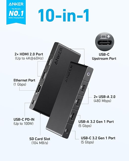 Anker USB C Hub, Dual Monitor - Image 2