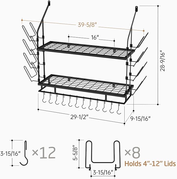 KES 30-Inch Pot Rack Wall Mounted - Image 6