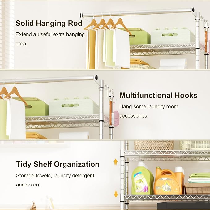 Ulif U11 Over Washer and Dryer Shelves, 3 Tiers Laundry Room Storage and - Image 6