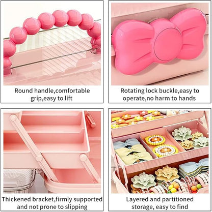 Bow Knot Hair Accessories Organizer Box Cute Dust Proof Childrens Jewelry - Image 3