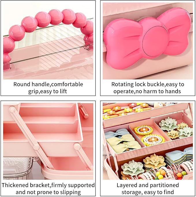 Bow Knot Hair Accessories Organizer Box Cute Dust Proof Childrens Jewelry - Image 3