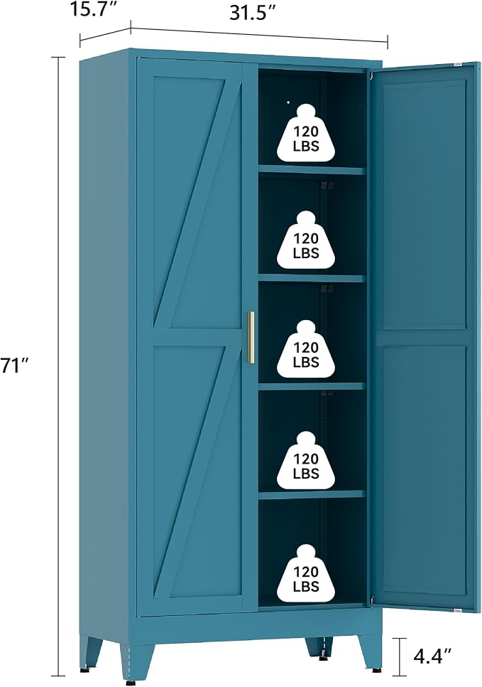 71" H Kitchen Pantry Storage Cabinet, Farmhouse Pantry Cabinet, Tree Doors - Image 3