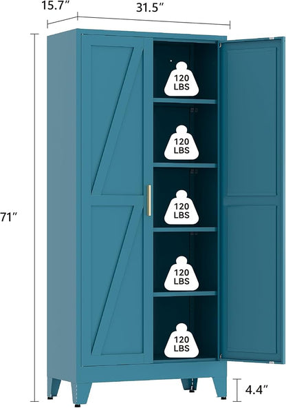 71" H Kitchen Pantry Storage Cabinet, Farmhouse Pantry Cabinet, Tree Doors - Image 3