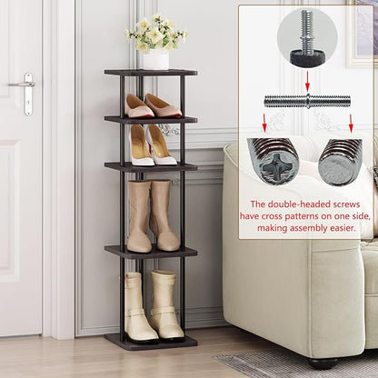SORCEDAS Shoe Rack Vertical Shoe Shelf Narrow Tall Storage - Image 4