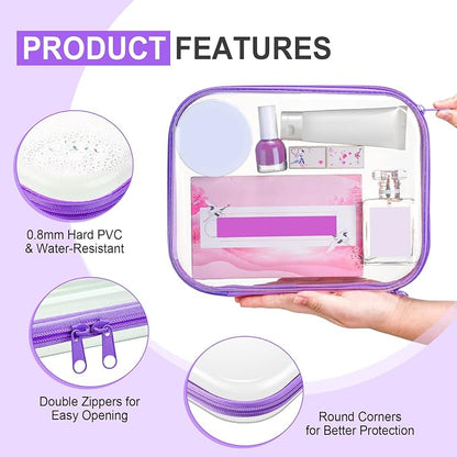 Sanwuta 6 Pcs Clear Hard Zipper Case Pencil Pouches Hard Plastic Zipper Pouches - Image 3