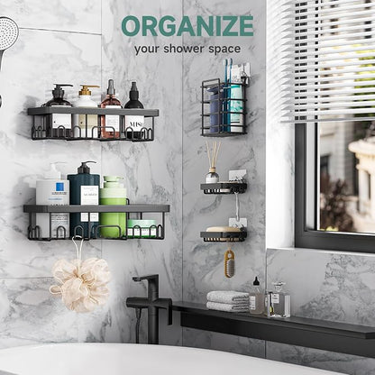 Veken 5-Pack Rustproof & Waterproof Shower Caddy 5-Pack, No Drilling Adhesive - Image 5
