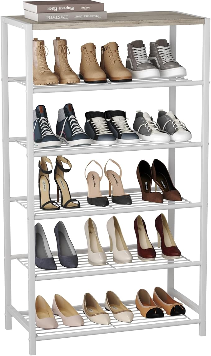 HOMEFORT Shoe Rack 6-Tier, Shoe Storage Shelf, Industrial Shoe Tower, Narrow by HOMEFORT