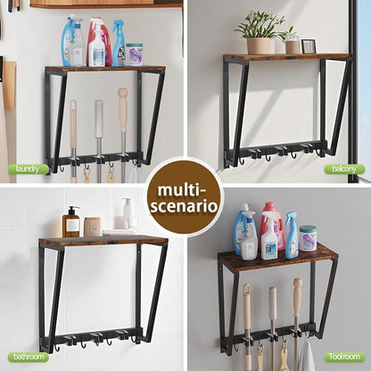 Wall-mounted broom and mop storage rack, equipped - Image 7