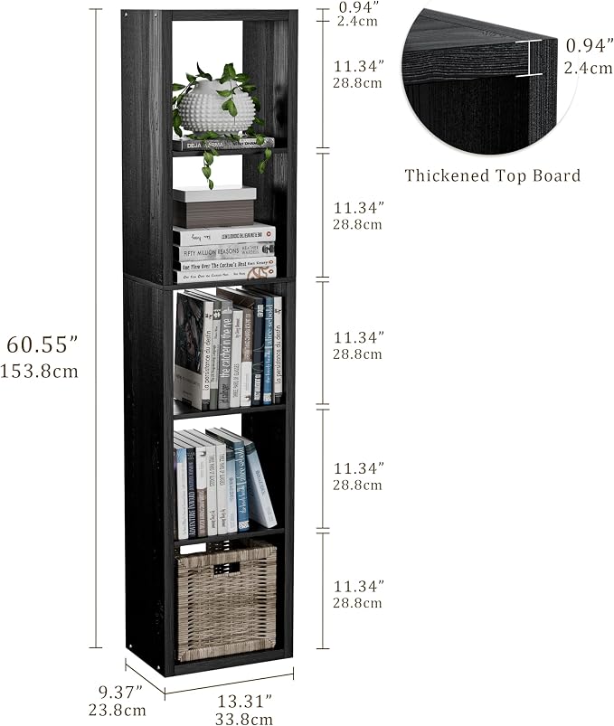 Tall Cube Storage Organizer Bookcase, 5 Tier 11 inch Open Back Cubical Shelf - Image 3