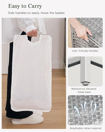 SETVSON Laundry Hamper with Lid 132 L, Clothes Hamper with Lid, Handwoven - Image 4