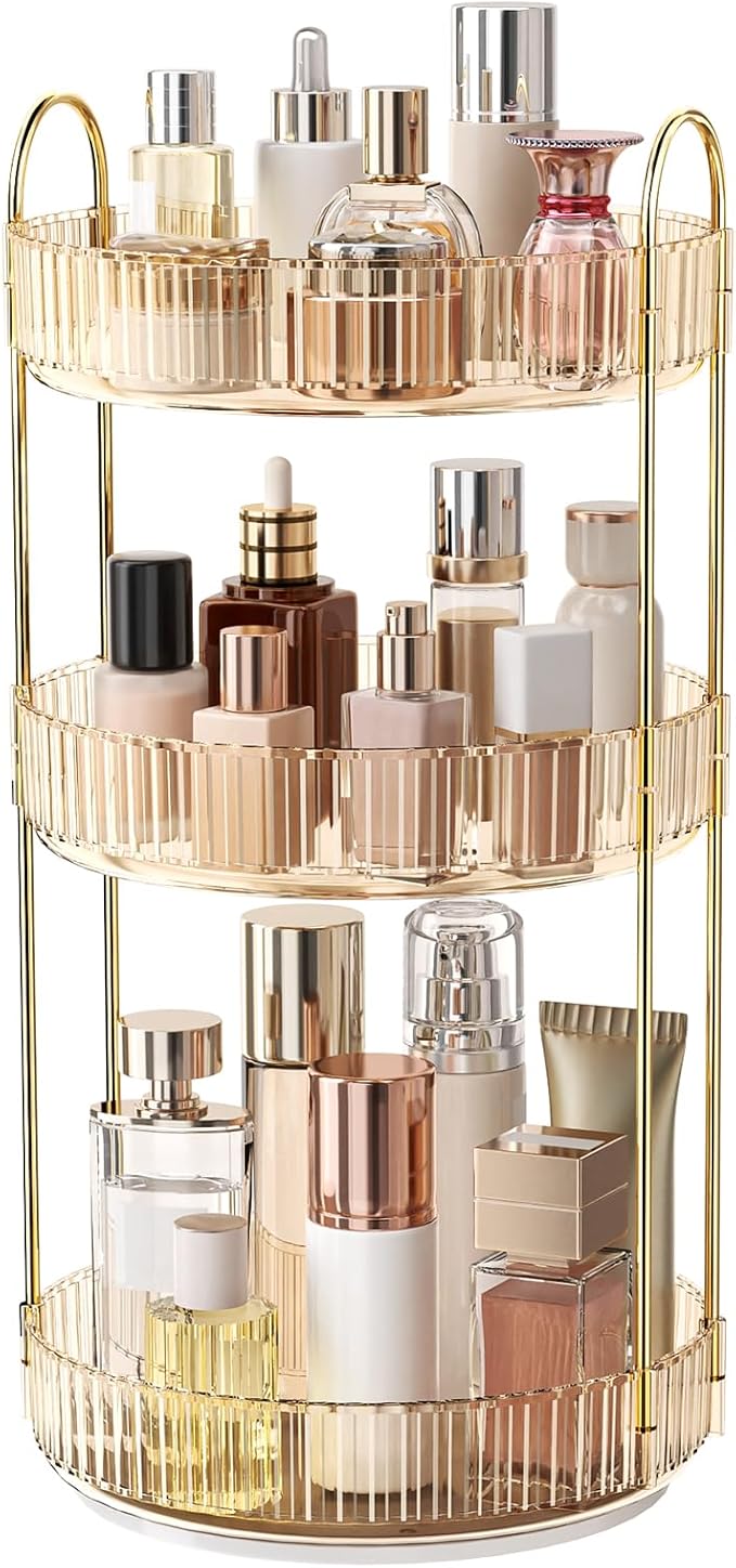 360° Rotating Makeup Organizer, Large Capacity Skincare Organizer, 3 Tier by Oifecsie