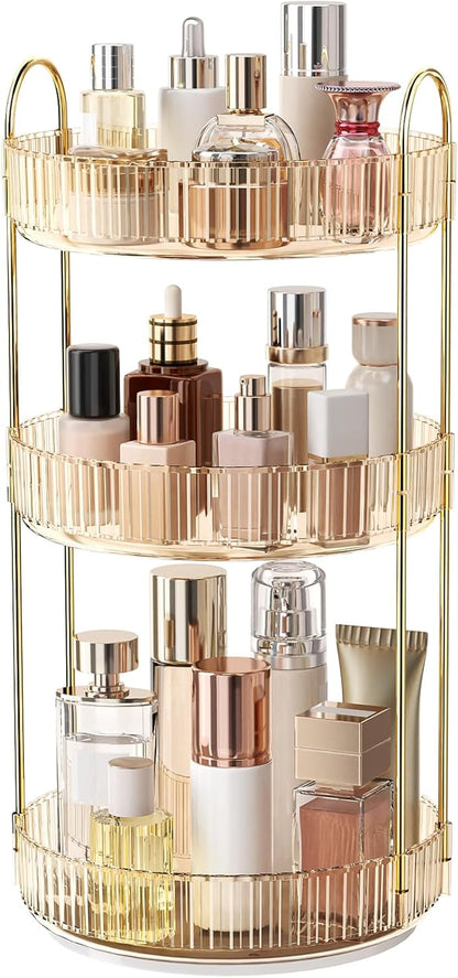 360° Rotating Makeup Organizer, Large Capacity Skincare Organizer, 3 Tier by Oifecsie