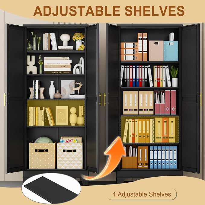 71" Black Metal Storage Cabinet - Image 4