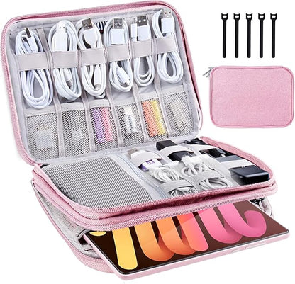 Electronic Organizer Travel Case, Travel Cable Bag, Water Resistant, Double by CNPOP