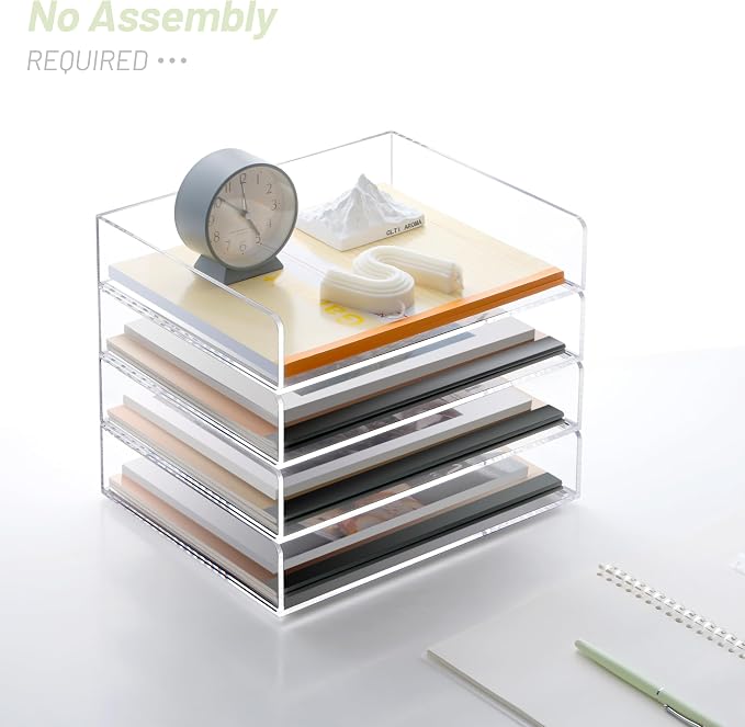 SANRUI Acrylic Stackable Letter Tray Clear Desk Paper Organizer 4-Tier Desk - Image 5