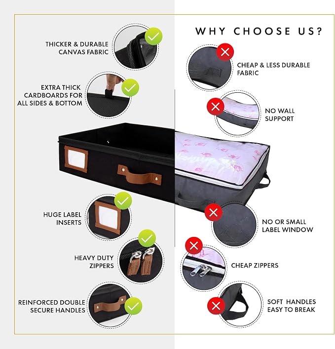 HOMELUX THEORY 2pc Under Bed Storage Containers, Bedroom Under the Bed Drawer - Image 9