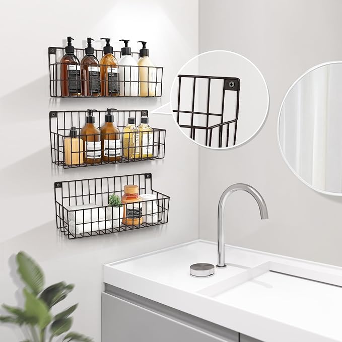 FamilyKit 4 Set Extra Large Hanging Wall Wire Baskets, Sturdy Wall Organizer - Image 7