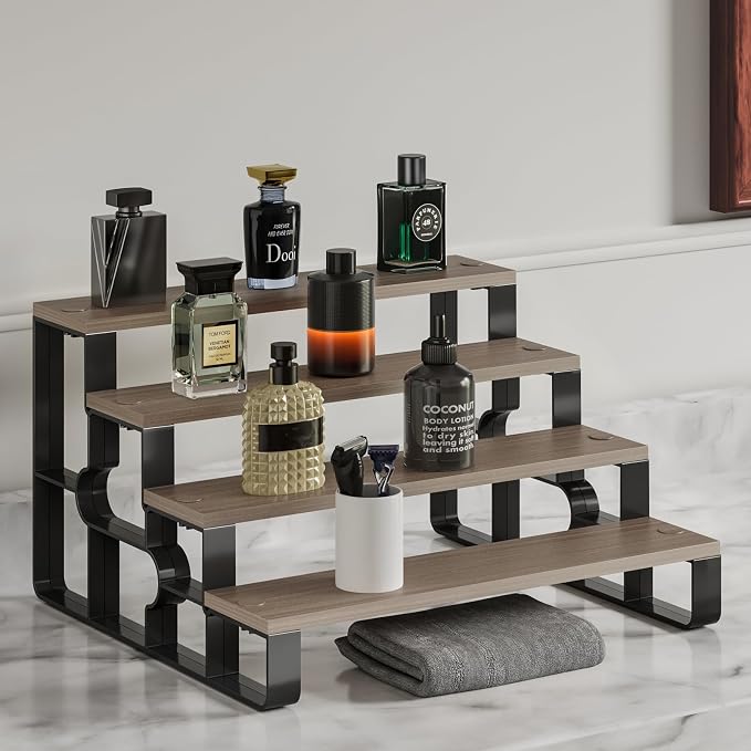 4 Tier Cologne Organizer for Men, Wooden Perfume Organizer Stand, Waterproof - Image 2