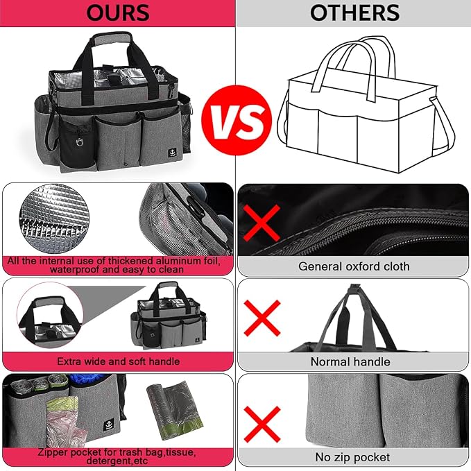 Large Cleaning Caddy Bag Built-in Sturdy Support Board, Cleaning Organizer - Image 2