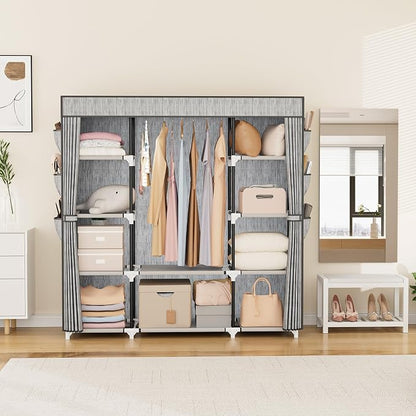 VTRIN Portable Closet Wardrobe for Hanging Clothes 57.3 Inch Large Capacity - Image 2