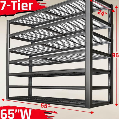 7-Tier Heavy Duty Garage Shelving Units, Steel Shelf, Large Storage Rack - Image 2