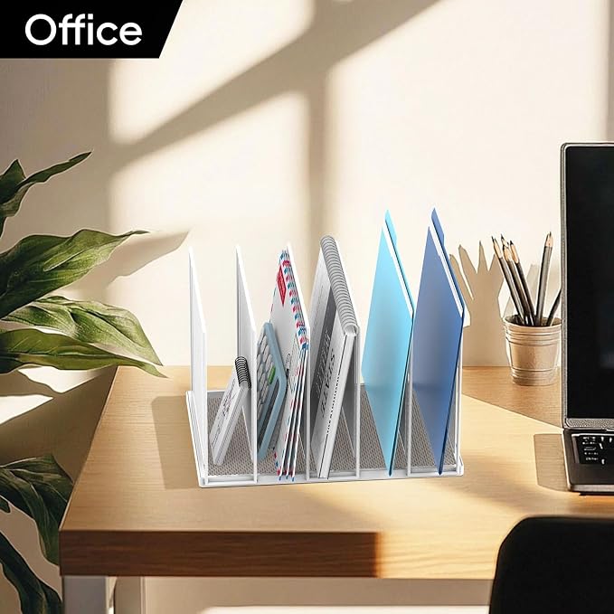 File Organizer for Desk, 5-Section Vertical File Sorter, Paper Holder Organizer - Image 7