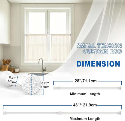 4 Pack Small Tension Curtain Rod, Short Adjustable Extendable | Spring Loaded - Image 4