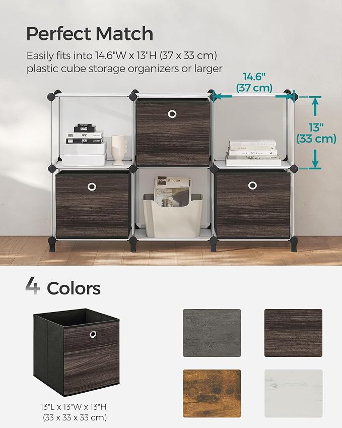SONGMICS Storage Cubes, Foldable Fabric Storage Bins, Chestnut Brown, URFB133K01 - Image 6