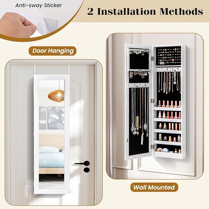 Giantex Wall or Door Mounted Jewelry Cabinet - Image 5