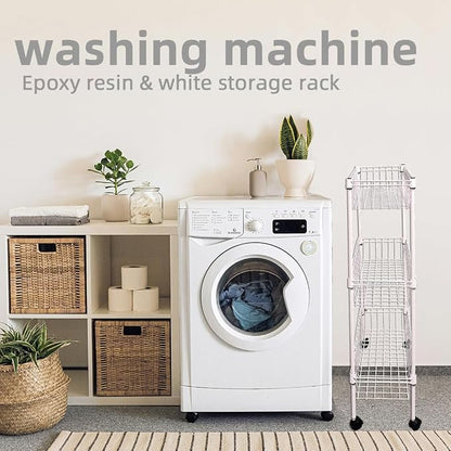 NSF white 3-layer storage rack, refrigerator crevice rack, washing machine - Image 5