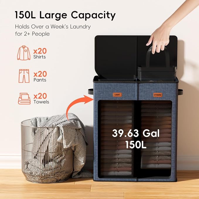150L Double Laundry Hamper - Image 4