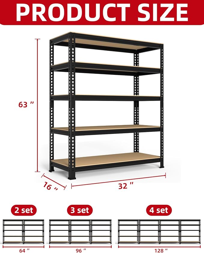 PrimeZone 32"W x 16"D x 63" H Storage Shelves - Image 3