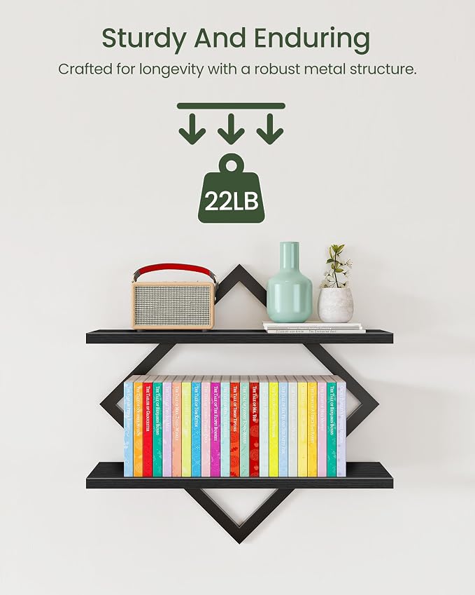 CHOEZON Floating Shelves, 2-Tier Hanging Shelves, Wall Shelf Set of 2, Wall - Image 5