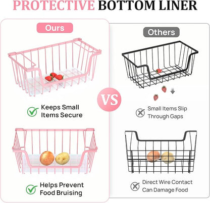 SUNALLY Stackable Storage Bins 6 Pcs Wire Baskets Freezer Organizer, Vegetable - Image 3