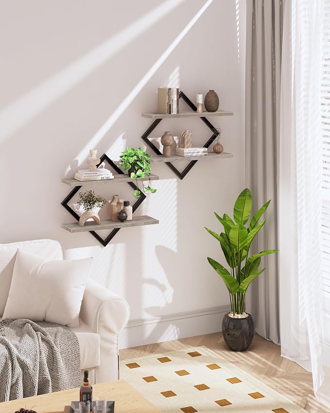 CHOEZON Floating Shelves for Wall, 2-Tier Hanging Shelves, for Living Room - Image 2
