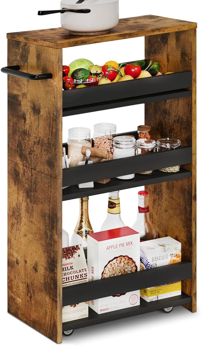 TEAMIX 4 Tier Slim Storage Cart by TEAMIX