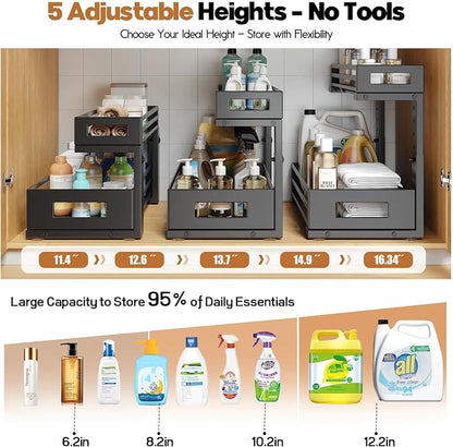 2-Pack Under Sink Organizer and Storage, 2-Tier L Shape Pull Out Cabinet - Image 7
